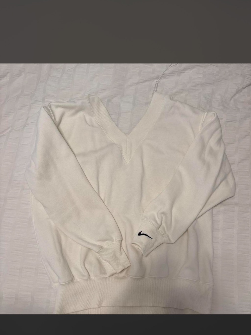 Nike White V-Neck Pullover Sweatshirt